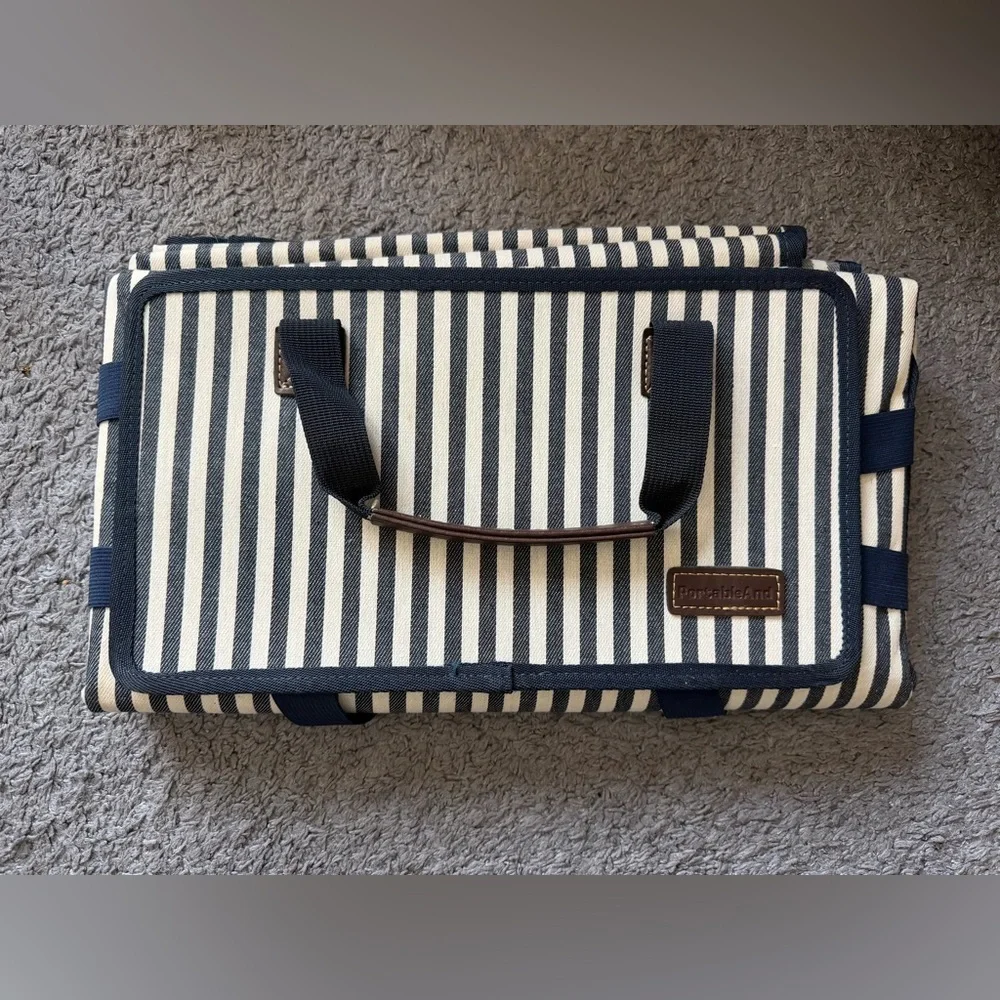 Navy and Cream Striped Beach Towel